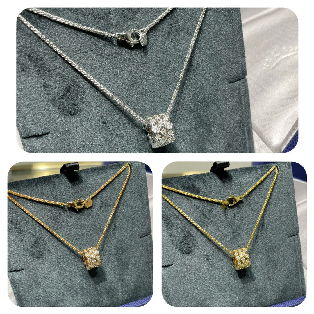 [Elite]BEE LOVE DIAMOND PAVED 3 ROW NECKLACE