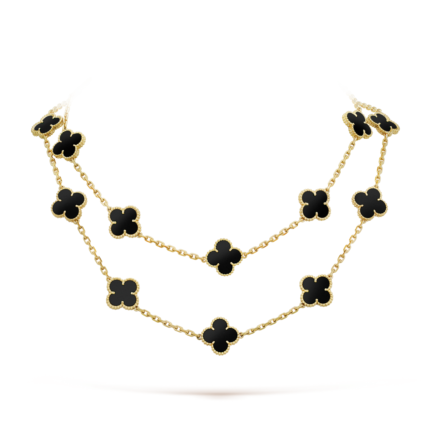 [Elite]CLOVER 20 MOTIFS ONYX NECKLACE