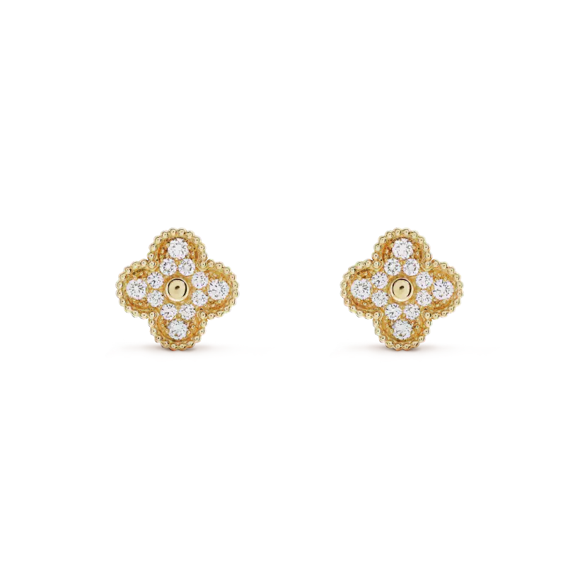 [Elite]CLOVER MEDIUM 1 MOTIFS FUll DIAMOND EARRINGS