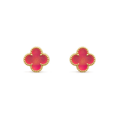 [Elite]NEW CLOVER 15MM PINK ENAMEL STUD EARRINGS
