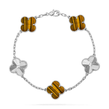 [Elite] CLOVER 5 MOTIFS TIGER EYE BRACELET COLLECTION
