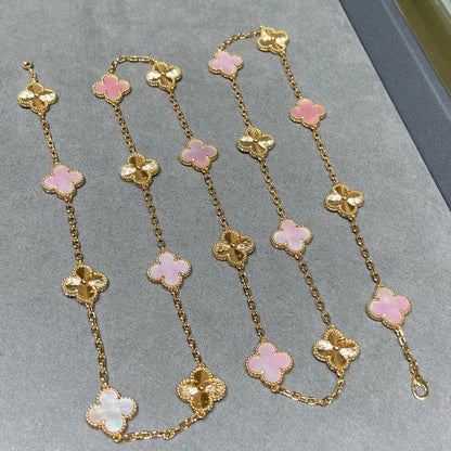 [Elite]CLOVER 20 MOTIFS LASER PINK MOP NECKLACE