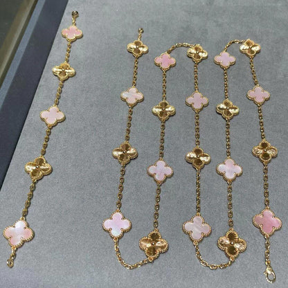 [Elite]CLOVER 20 MOTIFS LASER PINK MOP NECKLACE