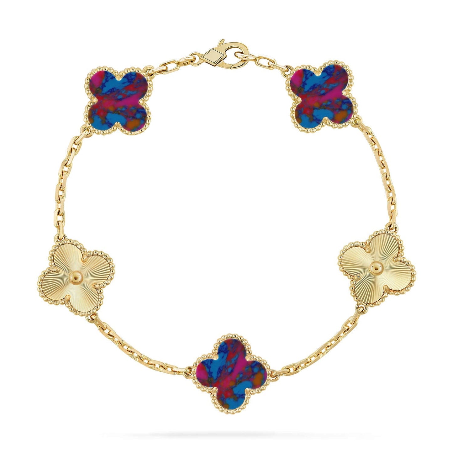 [Elite]CLOVER 5 MOTIF COLOR GEMSTONES BRACELET COLLECTION