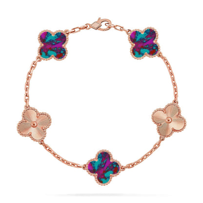 [Elite]CLOVER 5 MOTIF COLOR GEMSTONES BRACELET COLLECTION