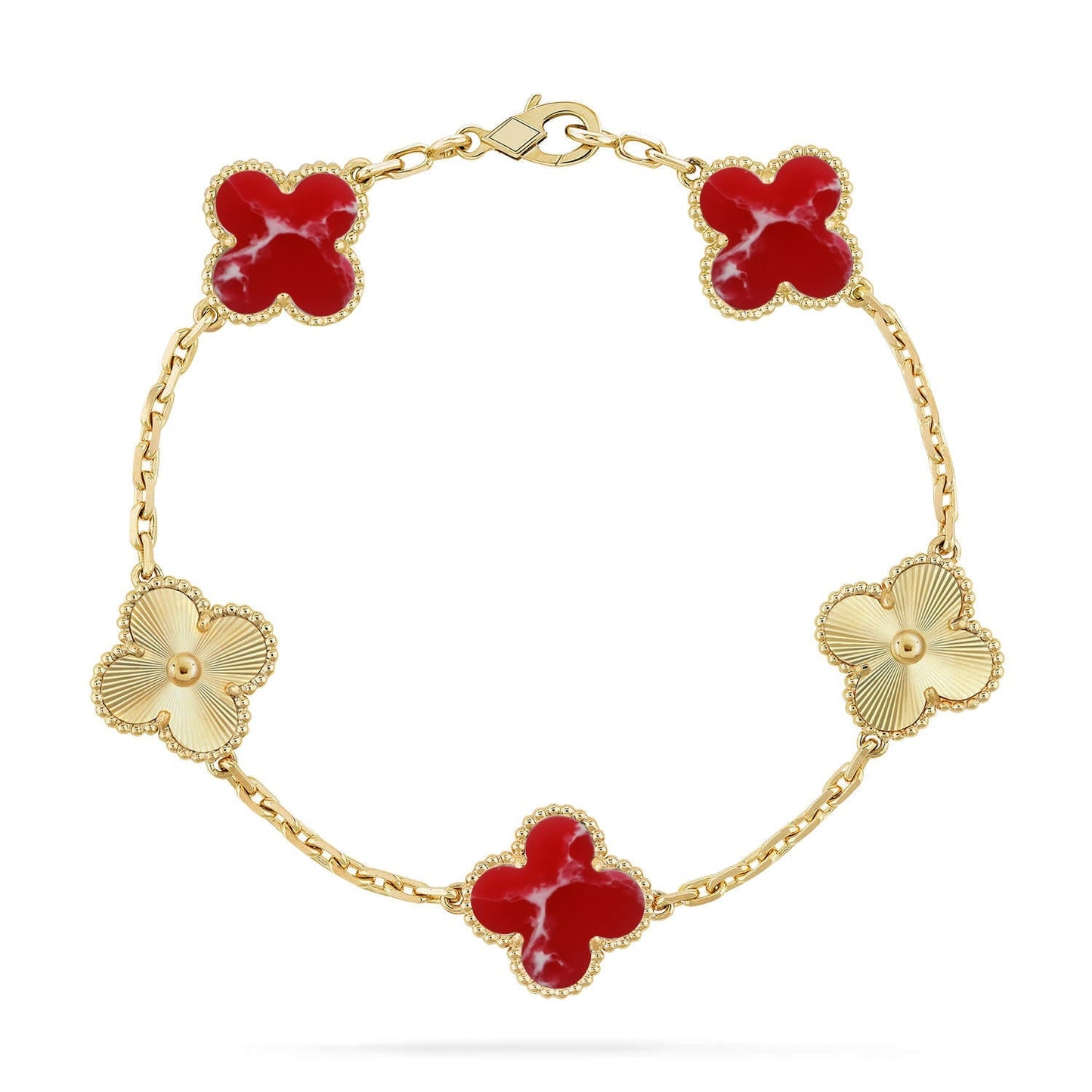 [Elite]CLOVER 5 MOTIF RED PATTERN BRACELET COLLECTION