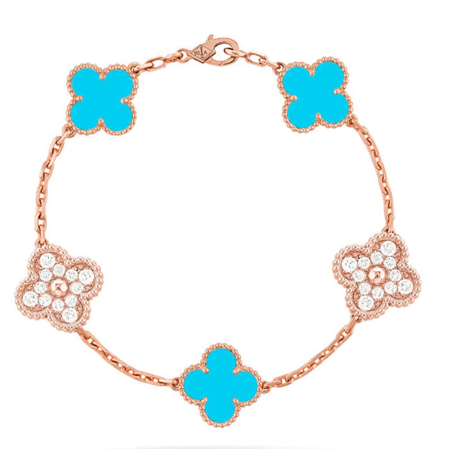[Elite] CLOVER 5 MOTIF TURQUOISE BRACELET COLLECTION