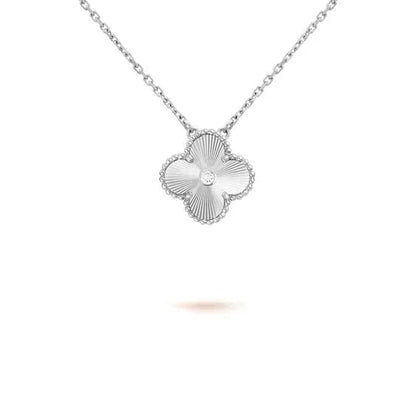 [Elite]CLOVER  15MM DIAMOND LASER NECKLACE SILVER