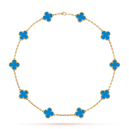 [Elite]CLOVER 10 MOTIFS BLUE AGATE NECKLACE