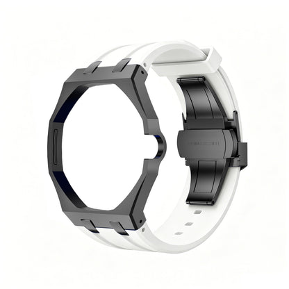 Oak Pop Black Steel Silicone Strap