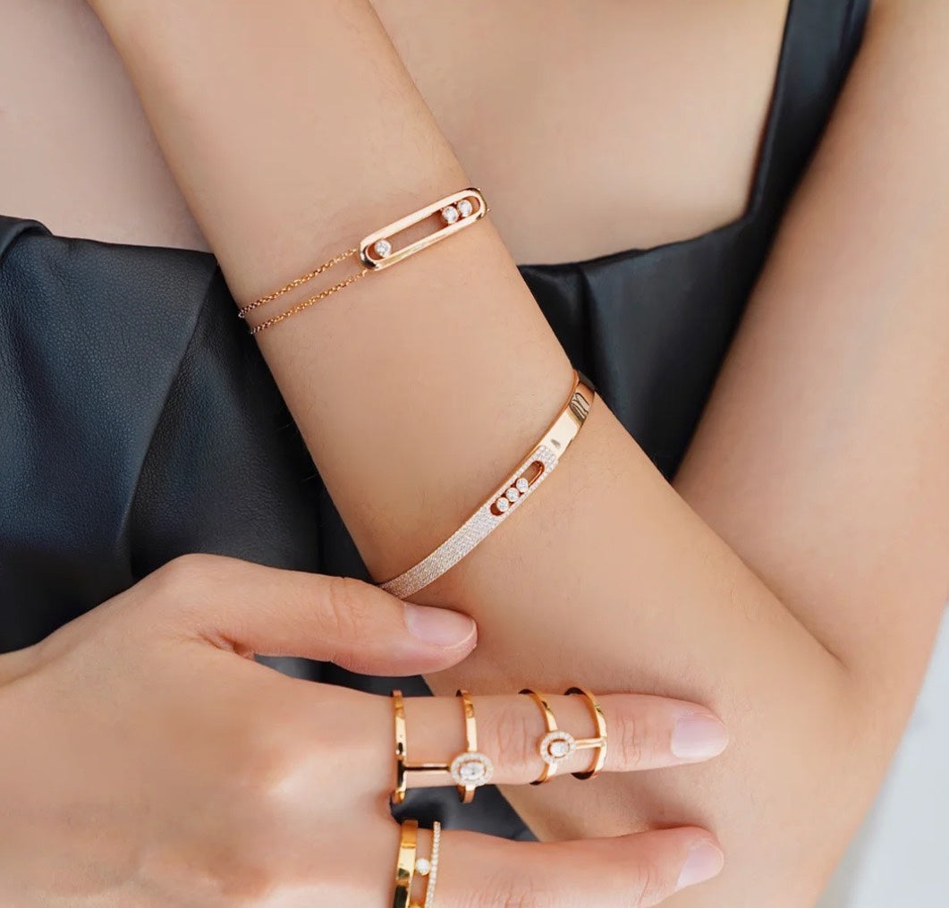 [Elite]Move Noa Rose Gold Pavé Diamond Bangle Bracelet