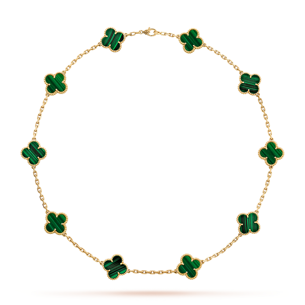 [Elite]CLOVER 10 MOTIFS MALACHITE NECKLACE