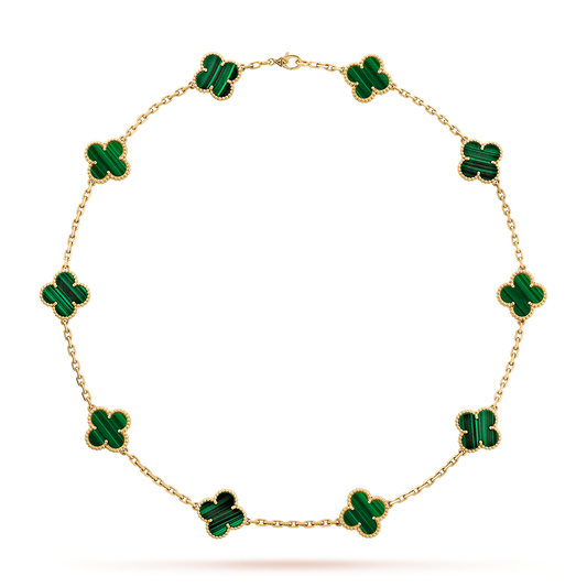 [Elite]CLOVER 10 MOTIFS MALACHITE NECKLACE