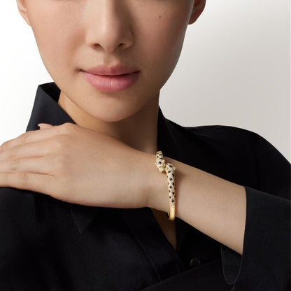 [Elite]PANTHERE DOUBLE HEADED HALF DIAMOND OPEN BRACELET