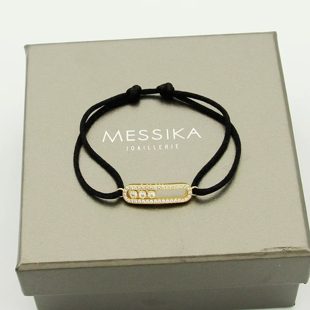 [Elite]Messika Care(s) pink cord pavé bracelet