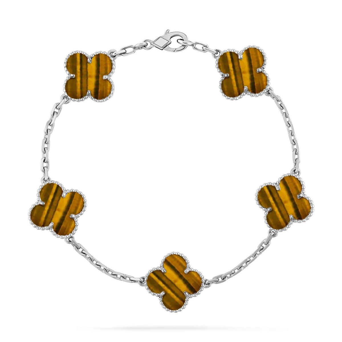 [Elite] CLOVER 5 MOTIFS TIGER EYE BRACELET COLLECTION
