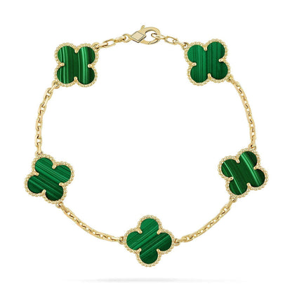 [Elite] CLOVER 5 MOTIF MALACHITE BRACELET COLLECTION