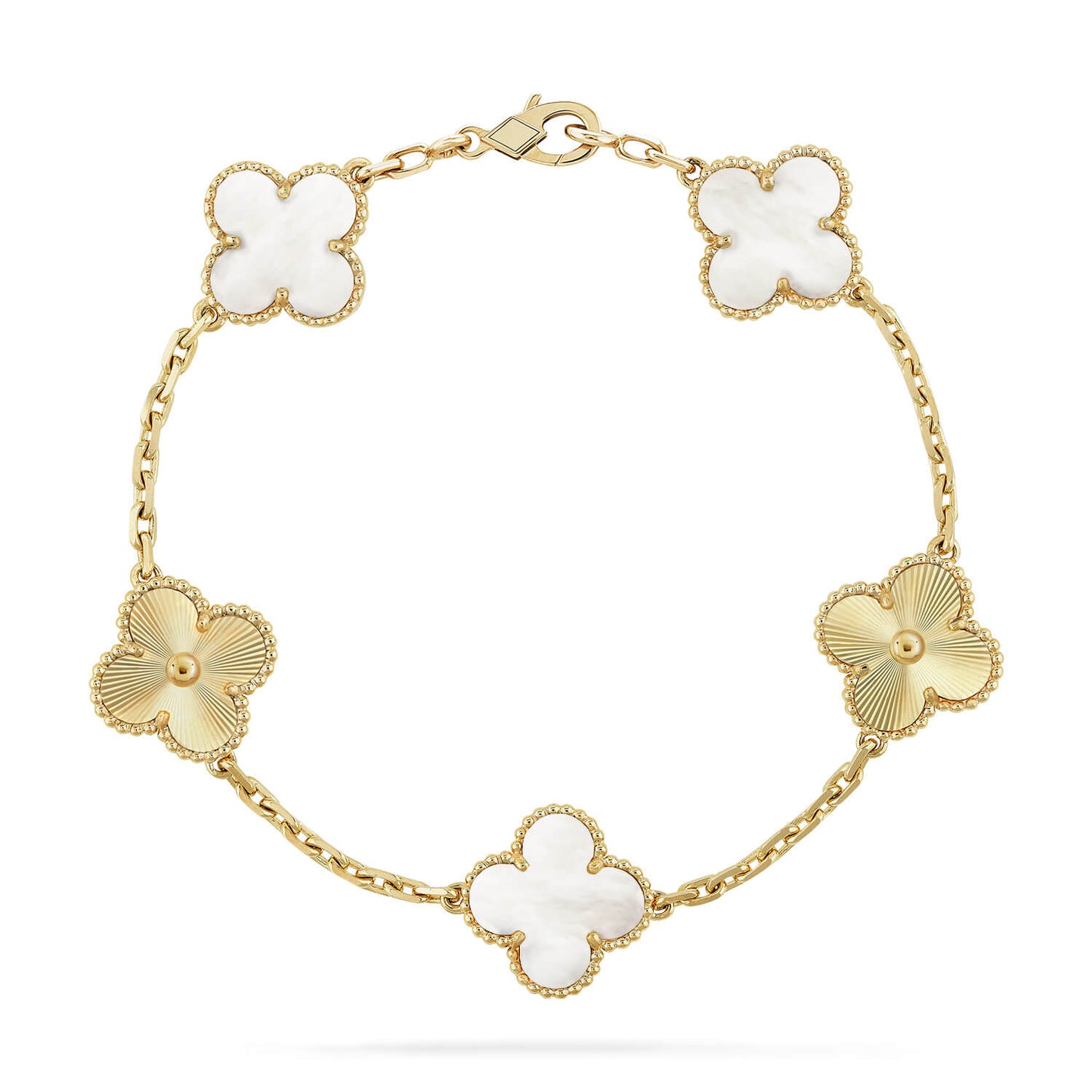 [Elite]CLOVER WHITE PEARL MOP 5 MOTIF BRACELET COLLECTION