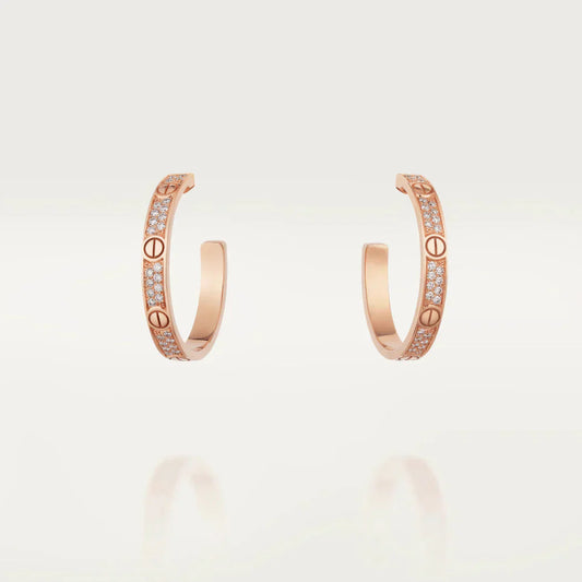 [Elite]LOVE DIAMOND PINK GOLD HOOP EARRINGS