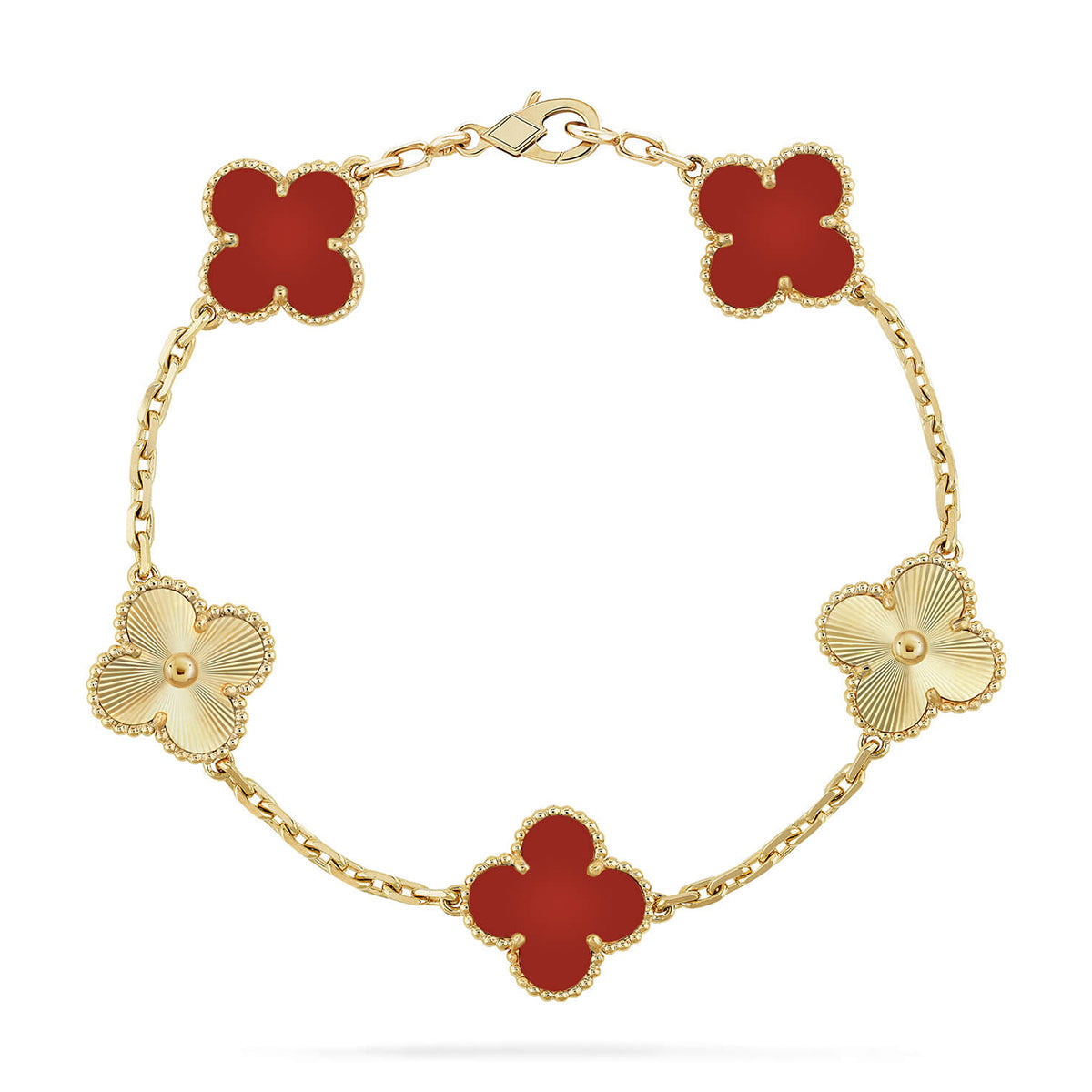 [Elite] CLOVER 5 MOTIF RED CORNELIAN BRACELET COLLECTION