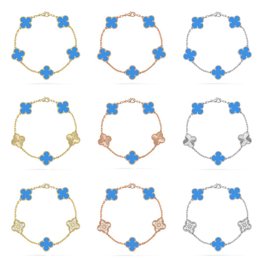 [Elite] CLOVER 5 MOTIF BLUE AGATE BRACELET COLLECTION