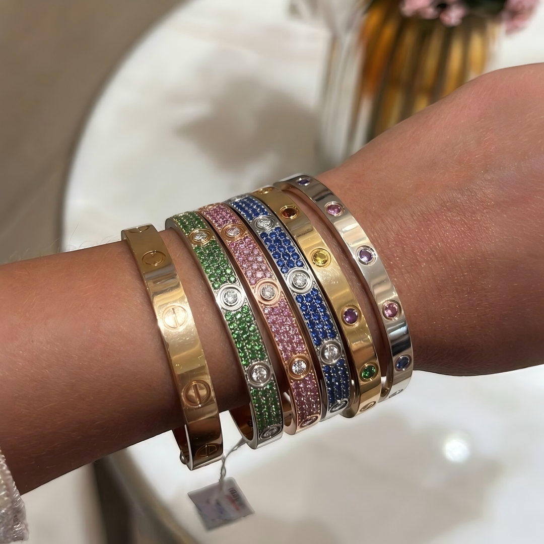 [Elite]2026 PAVE GEMSTONE LOVE BRACELET 6.1MM 10 DIAMONDS