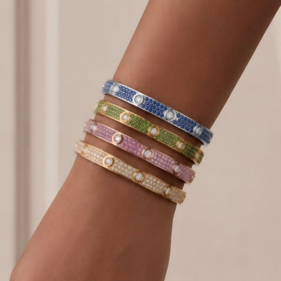 [Elite]2026 PAVE GEMSTONE LOVE BRACELET 6.1MM 10 DIAMONDS