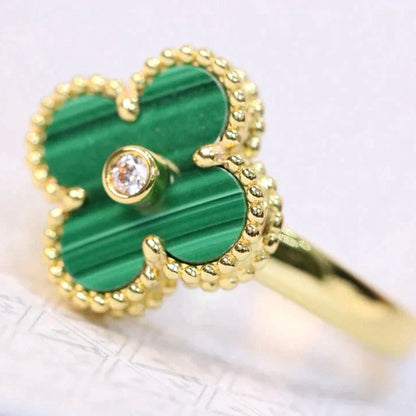 [Elite]CLOVER MALACHITE RING GOLD DIAMOND