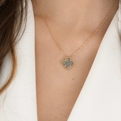 [Elite]CLOVER 15MM  GRAY MOTHER OF PEARL NECKLACE