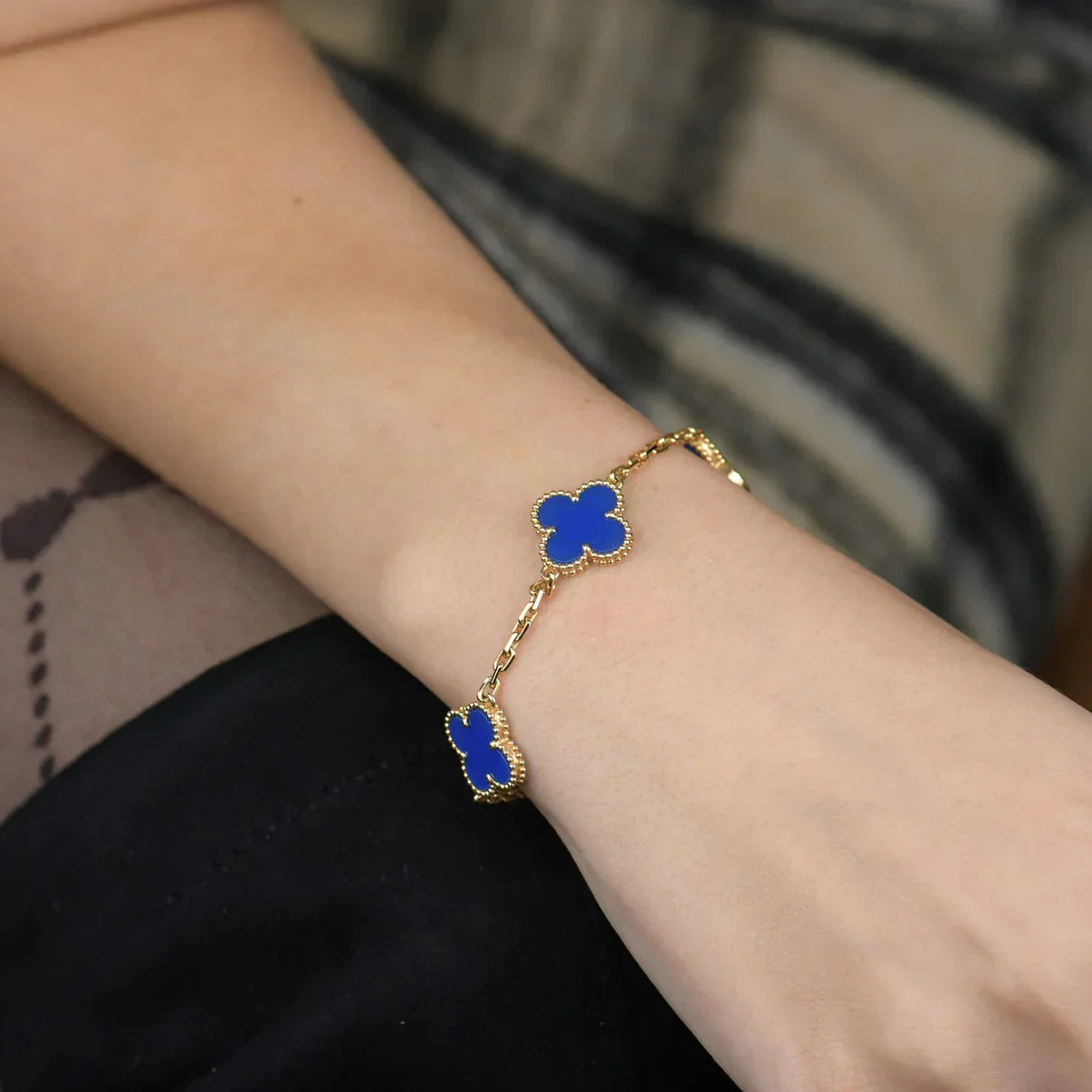 [Elite] CLOVER 5 MOTIF BLUE AGATE BRACELET COLLECTION