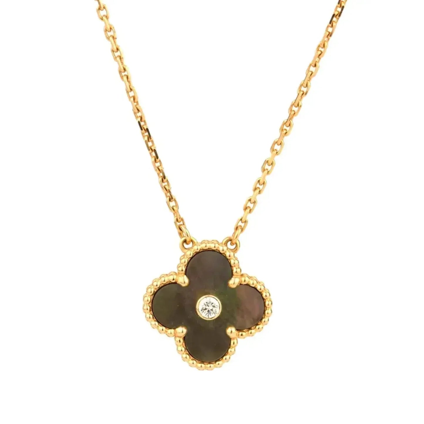 [Elite]CLOVER 15MM DIAMOND AND MOTHER-OF-GREY NECKLACE