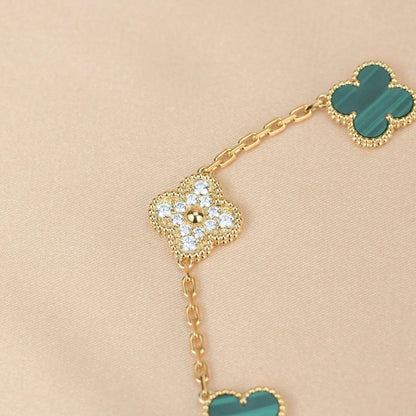 [Elite] CLOVER 5 MOTIF MALACHITE BRACELET COLLECTION