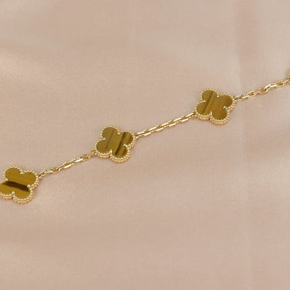 [Elite] CLOVER 5 MOTIFS TIGER EYE BRACELET COLLECTION