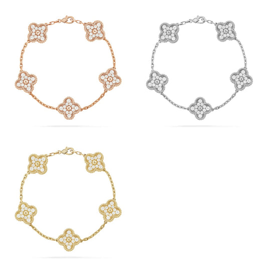 [Elite] CLOVER 5 MOTIF FULL DIAMOND BRACELET COLLECTION