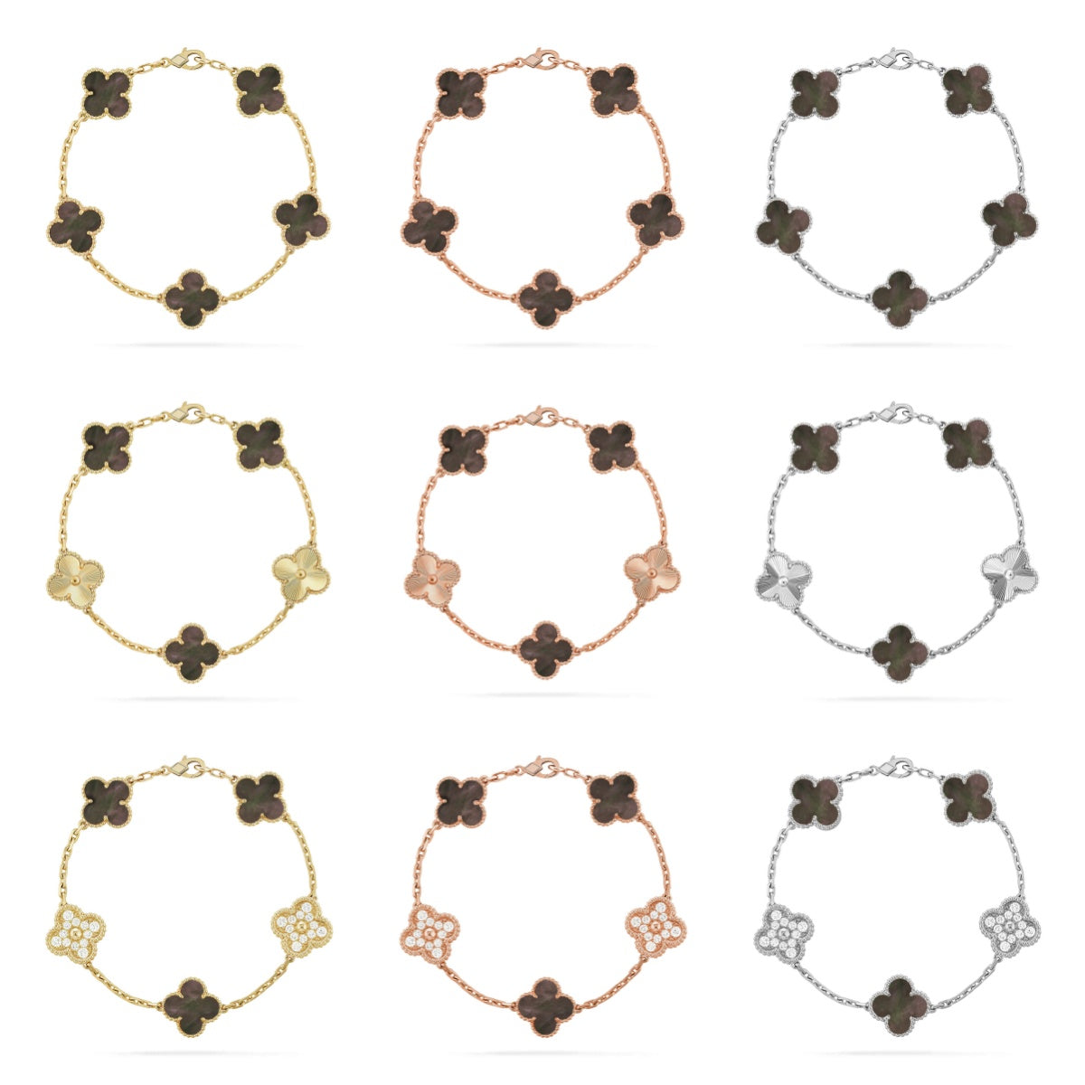 [Elite] CLOVER 5 MOTIF GRAY MOP BRACELET COLLECTION