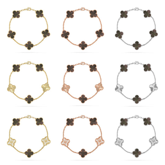 [Elite] CLOVER 5 MOTIF GRAY MOP BRACELET COLLECTION