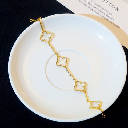 [Elite]CLOVER 5 MOTIF ROCK CRYSTAL BRACELET