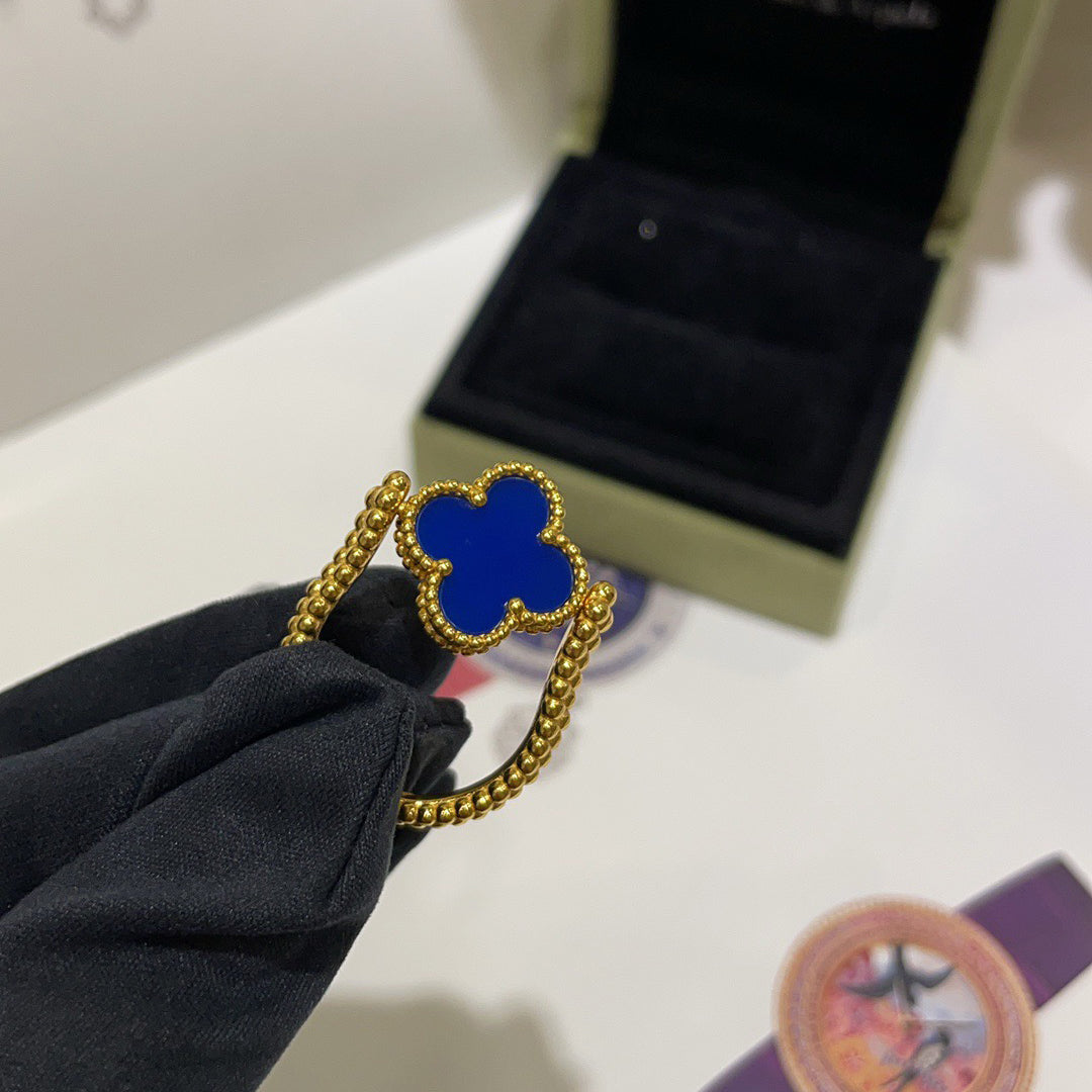 [Elite]CLOVER RIVERSIBLE BLUE AGATE RING