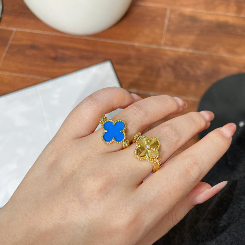 [Elite]CLOVER RIVERSIBLE BLUE AGATE RING