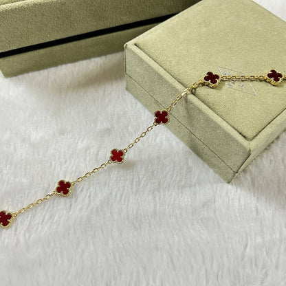 [Elite]CLOVER 6 MOTIF RED AGATE BRACELET