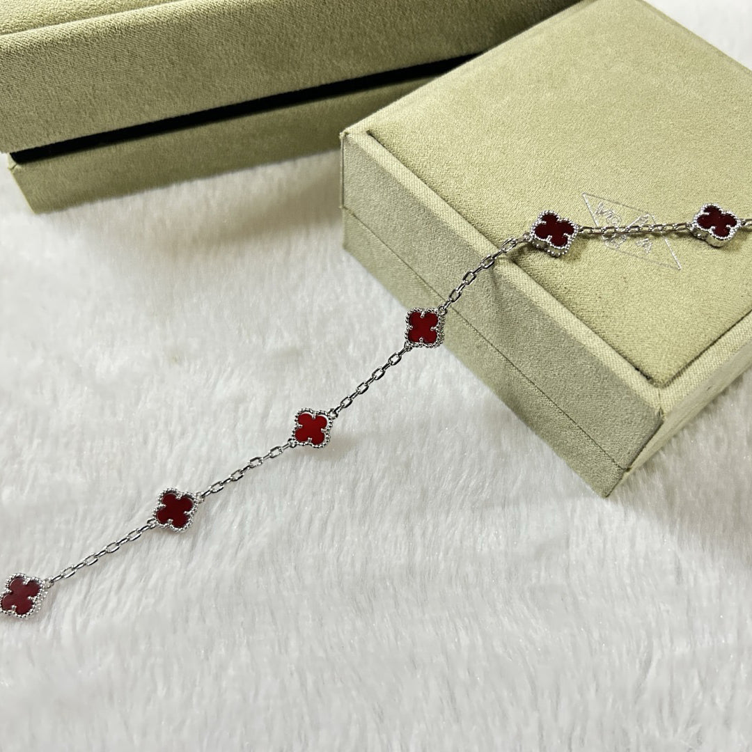 [Elite]CLOVER 6 MOTIF RED AGATE BRACELET