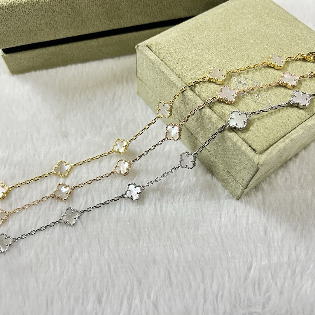 [Elite]CLOVER 6 MOTIF WHITE MOP BRACELET