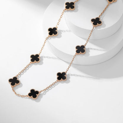 [Elite]CLOVER 10 MOTIFS ONYX NECKLACE