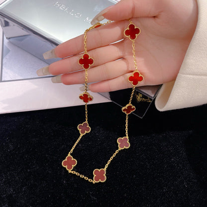 [Elite]CLOVER 10 MOTIFS CARNELIAN NECKLACE