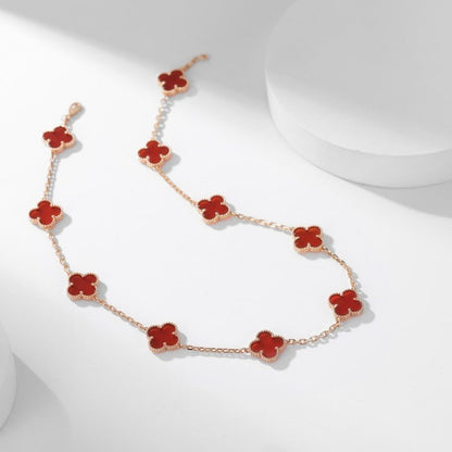 [Elite]CLOVER 10 MOTIFS CARNELIAN NECKLACE