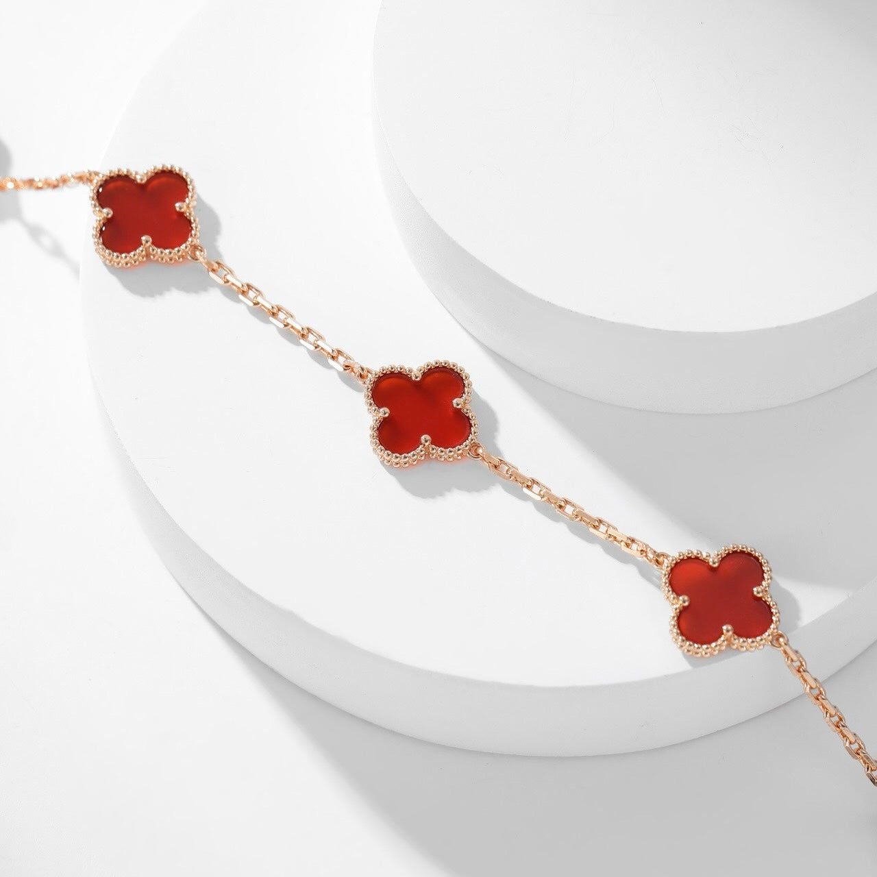 [Elite]CLOVER 10 MOTIFS CARNELIAN NECKLACE