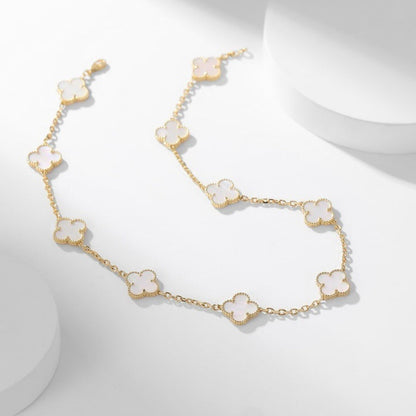 [Elite]CLOVER 10 MOTIFS WHITE MOTHER OF PEARL NECKLACE