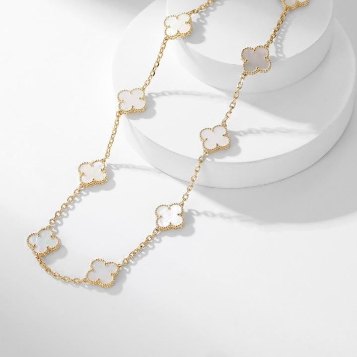 [Elite]CLOVER 10 MOTIFS WHITE MOTHER OF PEARL NECKLACE