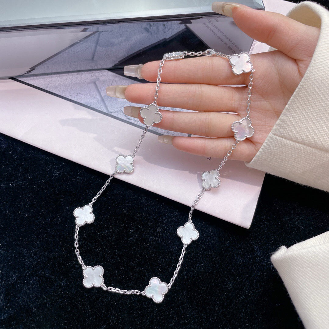 [Elite]CLOVER 10 MOTIFS WHITE MOTHER OF PEARL NECKLACE