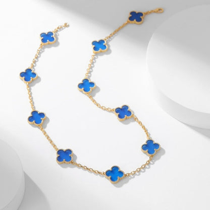 [Elite]CLOVER 10 MOTIFS BLUE AGATE NECKLACE
